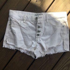 Free People white button up distressed shorts